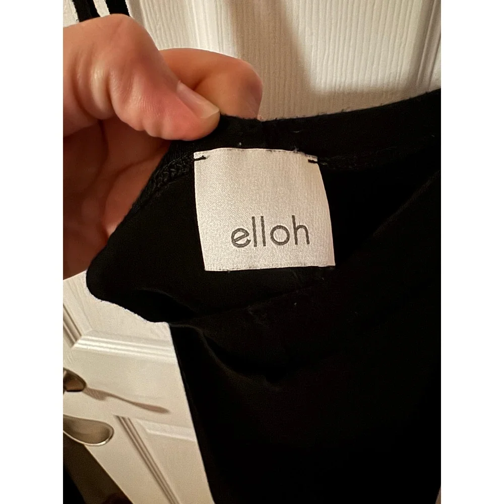 elloh‎ black wide leg jumpsuit spaghetti strap one piece women's size Large